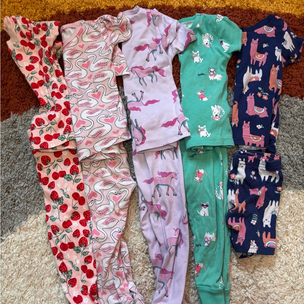 Five pack short sleeve pajama sets